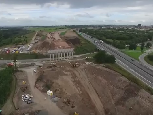 Embankments are raised along the A8, ready for upgrading to Motorway status
