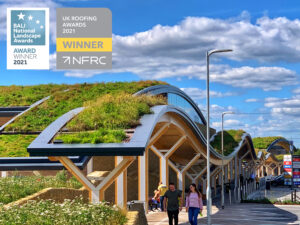 Extensive green roof systems characteristically consisting of a shallow layer of growing media