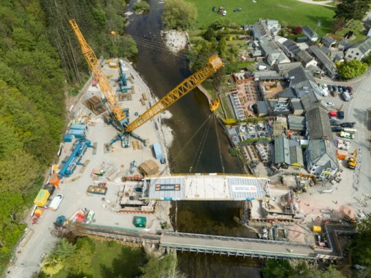 Geogrid reinforcement critical to achieving the crane hardstanding and enabling the replacement bridge lifts to take place