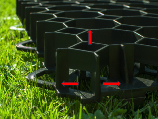 Open-celled design allows grass to grow both vertically and horizontally