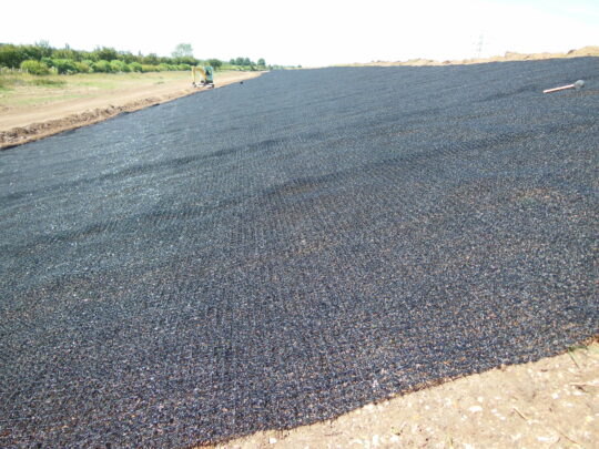 Installed Erosion control matting
